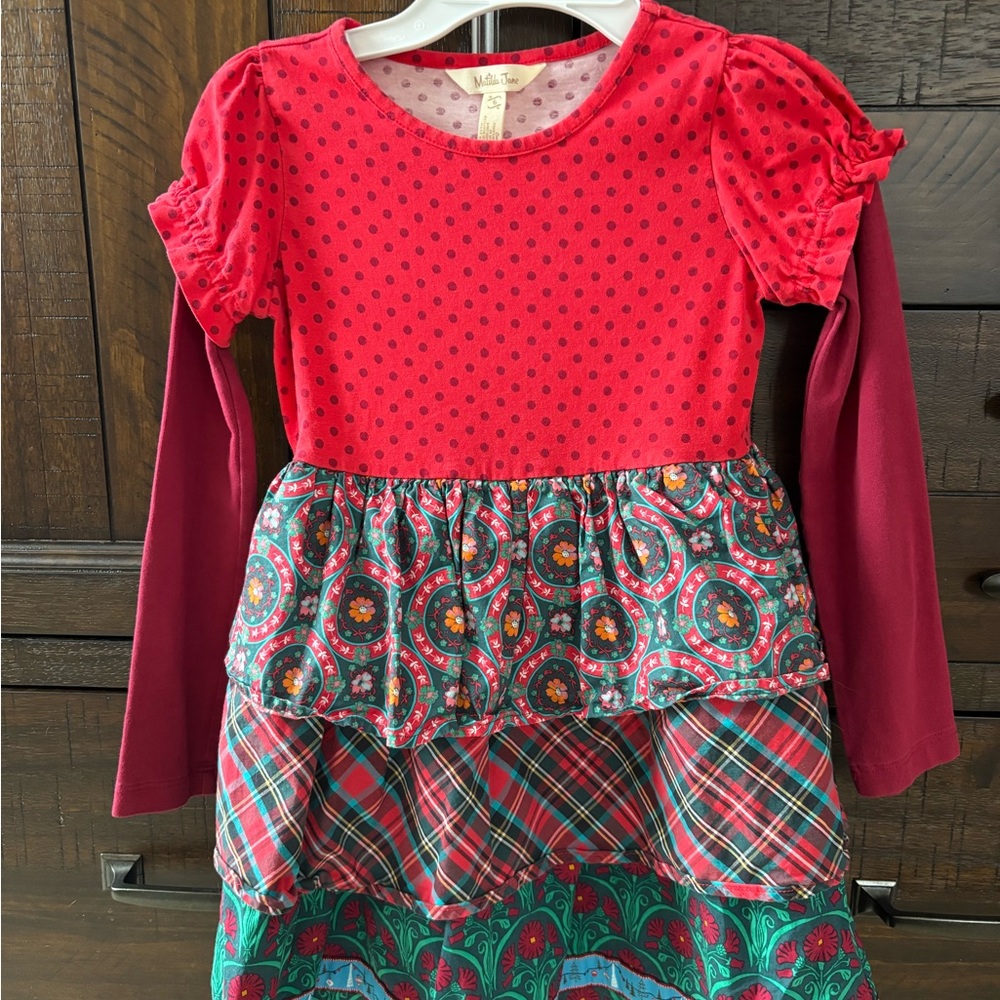 Matilda Jane Girls Red and Green Holiday Dress